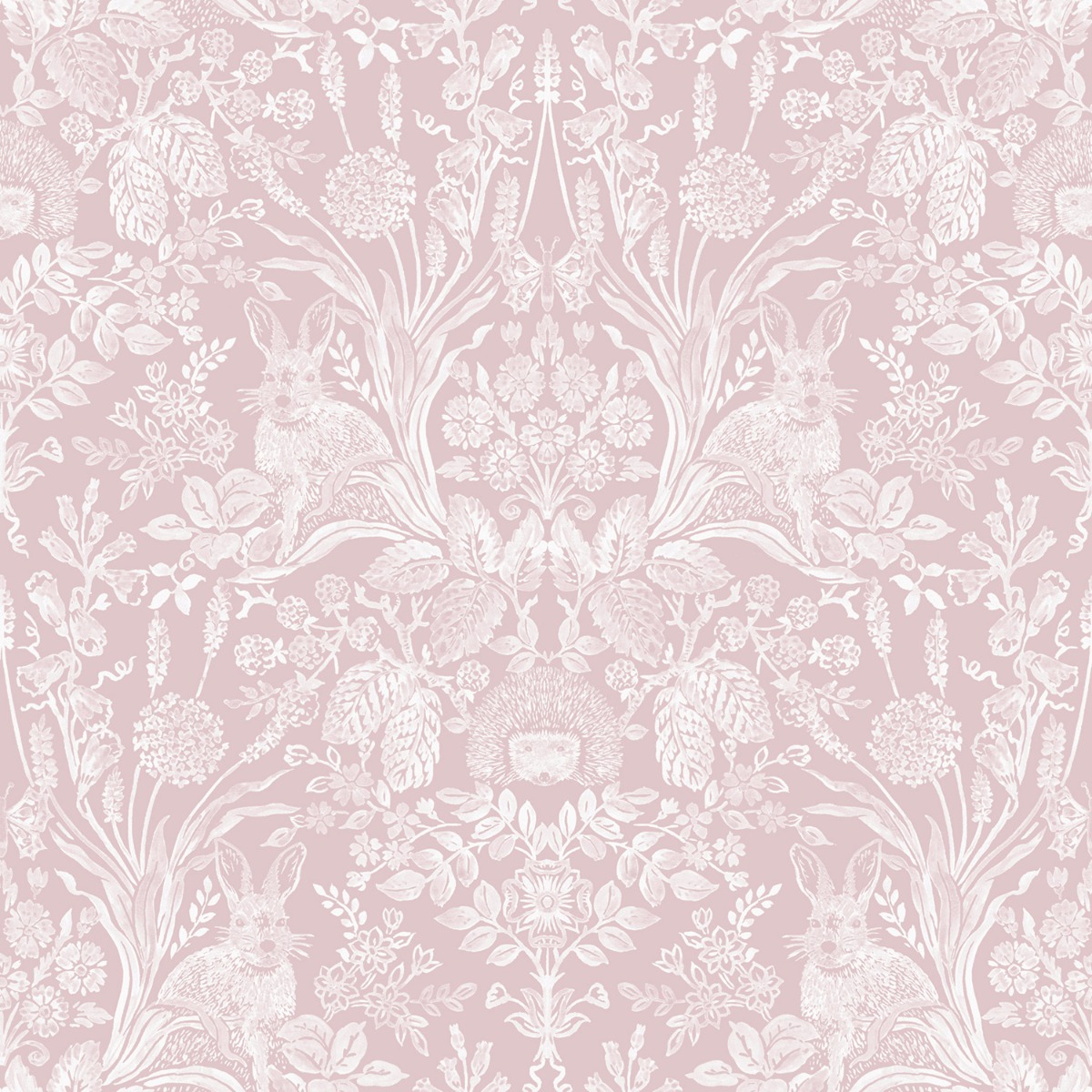 Harlen Woodland Damask Wallpaper Dusky Pink Holden 90161
