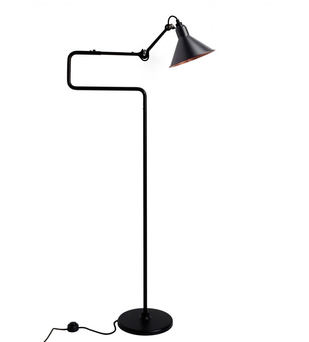Lampe Gras 411 Floor Light Black Shade With Copper Interior Conic Shade