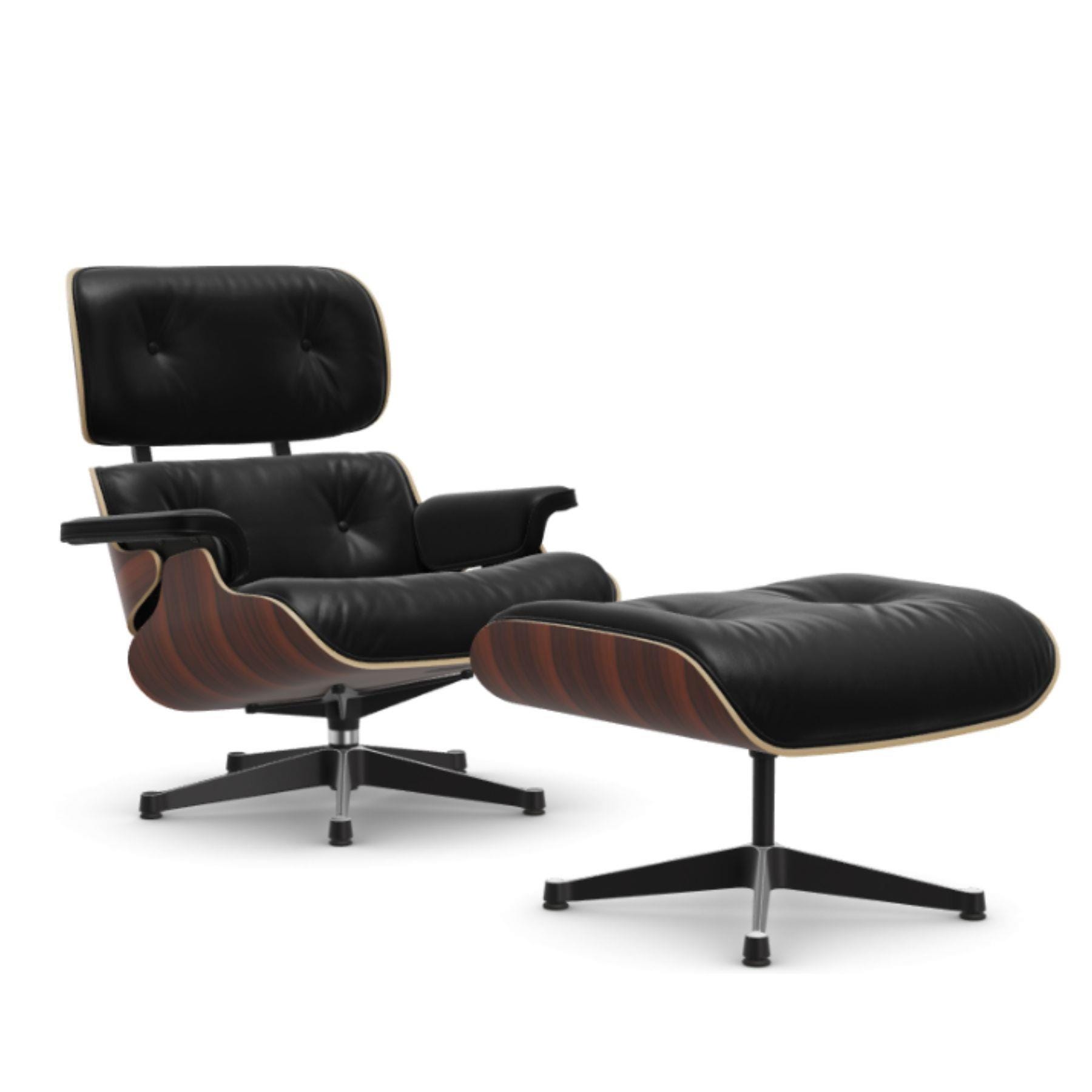 Vitra Eames Lounge Chair Santos Palisander Leather Natural F Nero Polished Black With Ottoman Light Wood Designer Furniture From Holloways Of Ludl