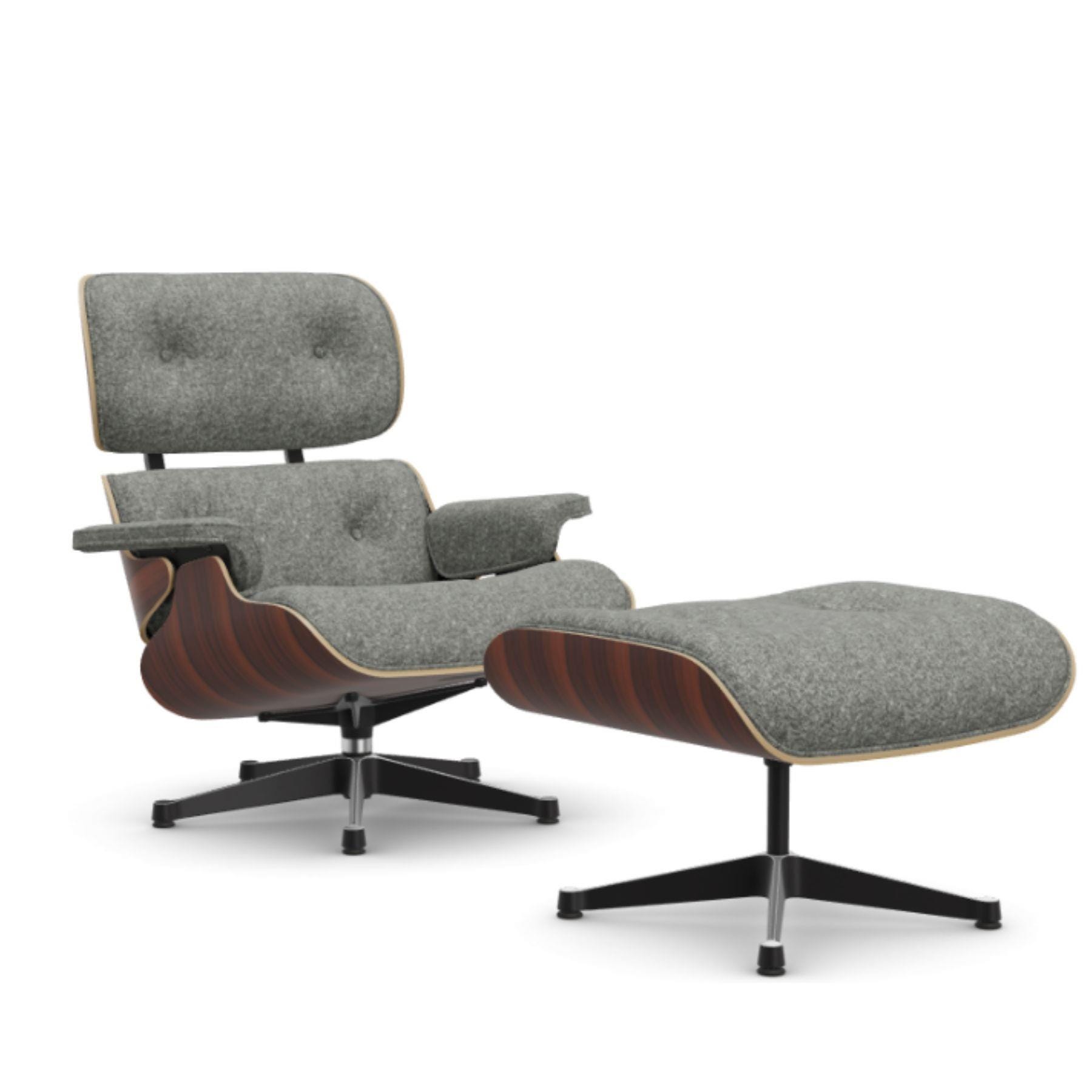 Vitra Eames Classic Lounge Chair Santos Palisander Nubia Salt And Pepper Polished Black With Ottoman Light Wood Designer Furniture From Holloways