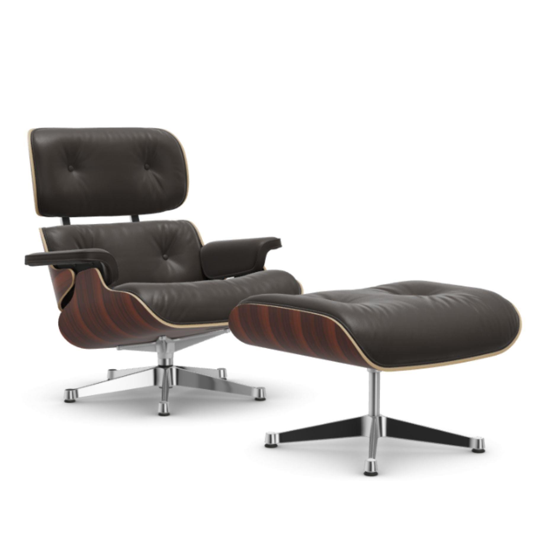 Vitra Eames Classic Lounge Chair Santos Palisander Leather Natural F Chocolate Polished Aluminium With Ottoman Light Wood Designer Furniture From