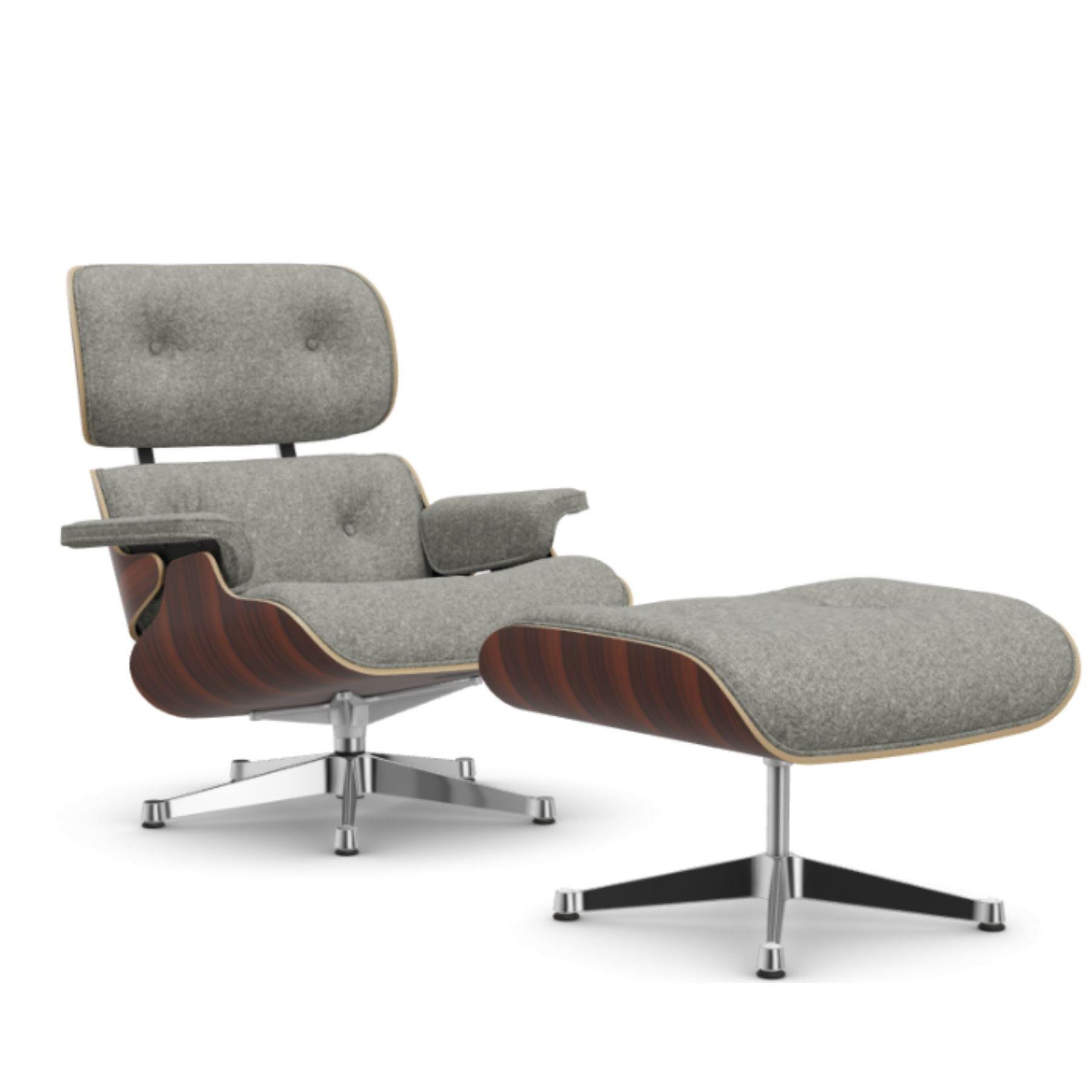 Vitra Eames Classic Lounge Chair Santos Palisander Nubia Cream And Dark Brown Polished Aluminium With Ottoman Light Wood Designer Furniture From