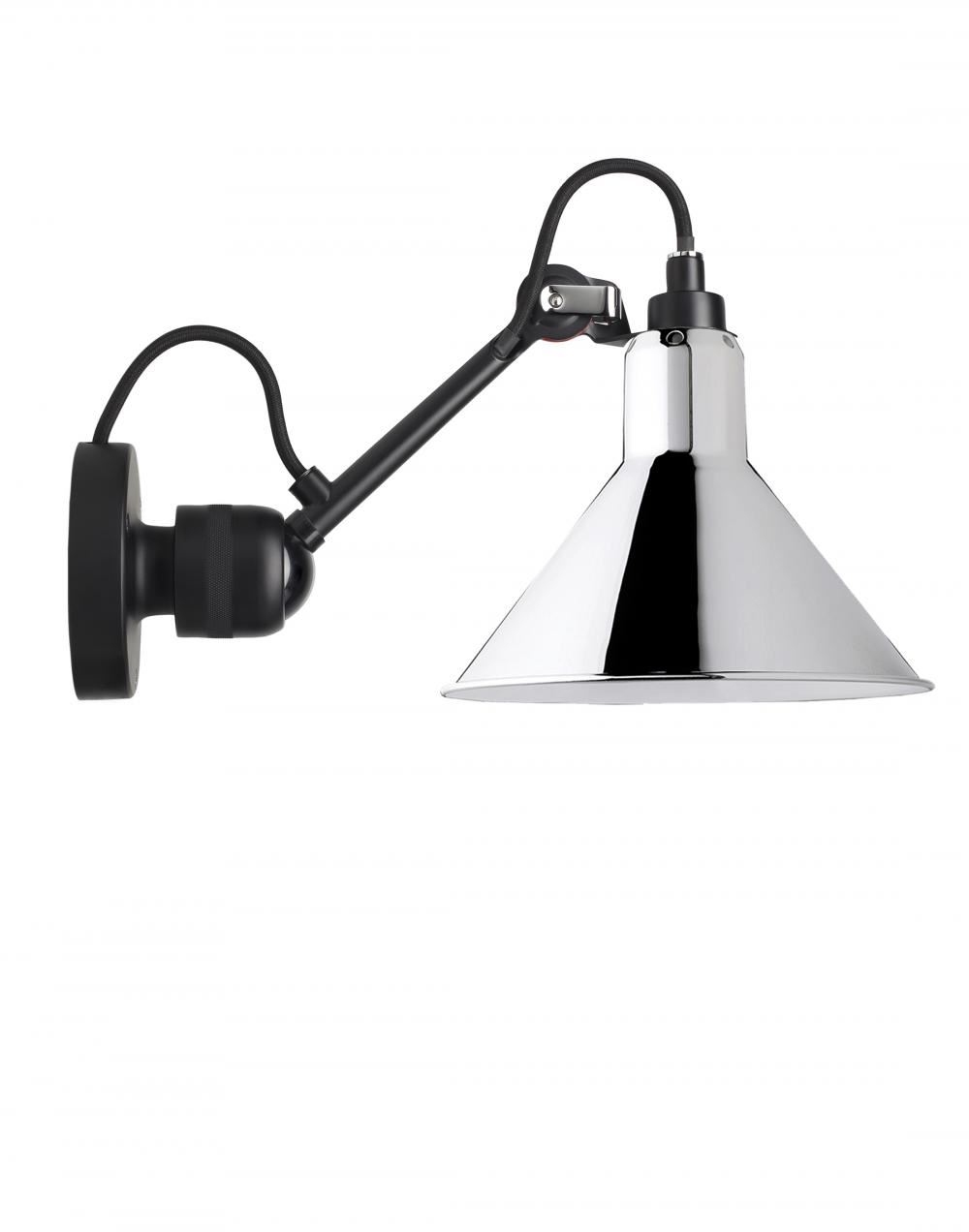 Lampe Gras 304 Small Wall Light Black Arm Chrome Shade Conic Hardwired