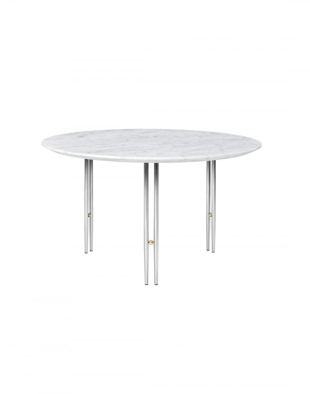 Gubi Ioi Coffee Table 70cm Chrome Base Carrara Marble White Grey Designer Furniture From Holloways Of Ludlow