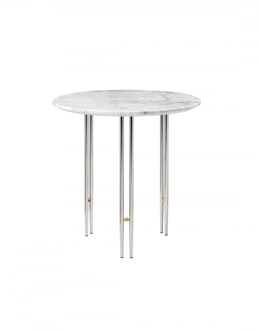 Gubi Ioi Coffee Table 50cm Chrome Base Carrara Marble White Grey Designer Furniture From Holloways Of Ludlow