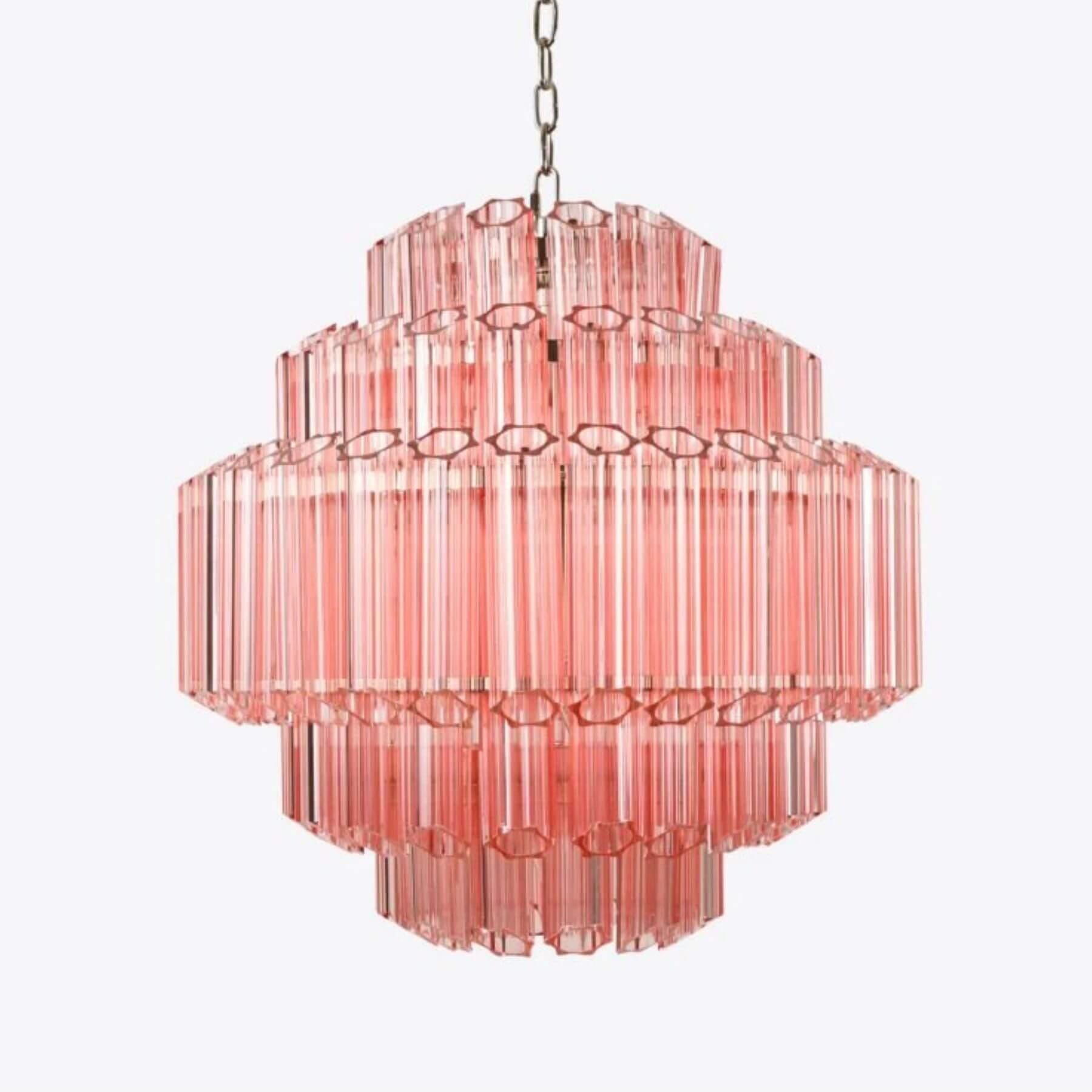 Pure White Lines Palermo Chandelier Satin Brass Pink