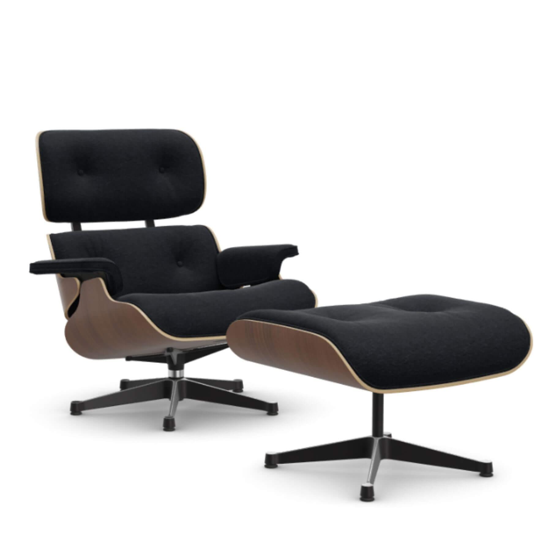 Vitra Eames Classic Lounge Chair Black Pigmented Walnut Nubia Black Anthracite Polished Black With Ottoman Dark Wood Designer Furniture From Hollo