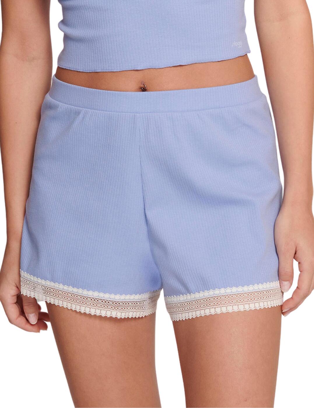 These Go Ribbed shorts by Sloggi are perfect for a cosy night in sat by the TV or worn out and about on a summer's day. A ribbed waistband crafted with super-soft cotton makes for comfy wear all day, or night. Lace trim sits at the bottom of the leg holes creating a sexy yet classy aesthetic. A really feminine pair of shorts with a mid-rise waist and full rear coverage that every woman needs in her life.  Sloggi shorts Go ribbed collection Mid-rise waist Soft, ribbed organic cotton Soft lace trim around the legs Comfortable and soft material Country of origin: Cambodia Composition: 95% Cotton &pipe; 5% Elastane Listed in UK sizes  57429-101415-1363367 10215264 Shorts