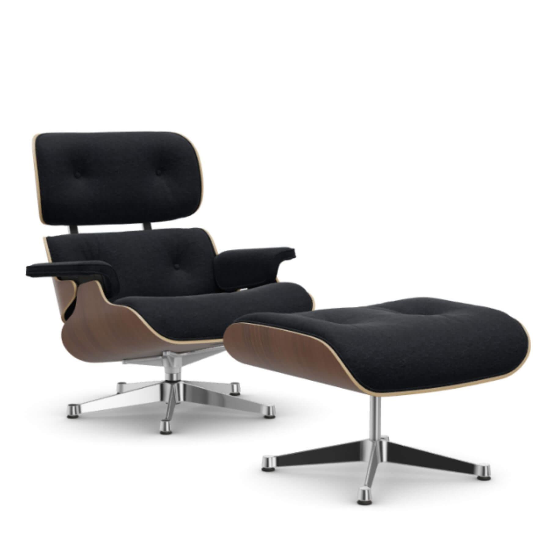 Vitra Eames Classic Lounge Chair Black Pigmented Walnut Nubia Black Anthracite Polished Aluminium With Ottoman Dark Wood Designer Furniture From H