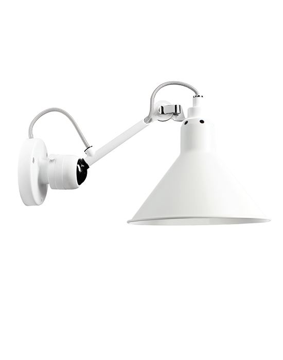 Lampe Gras 304 Small Wall Light White Arm White Shade Conic Hardwired