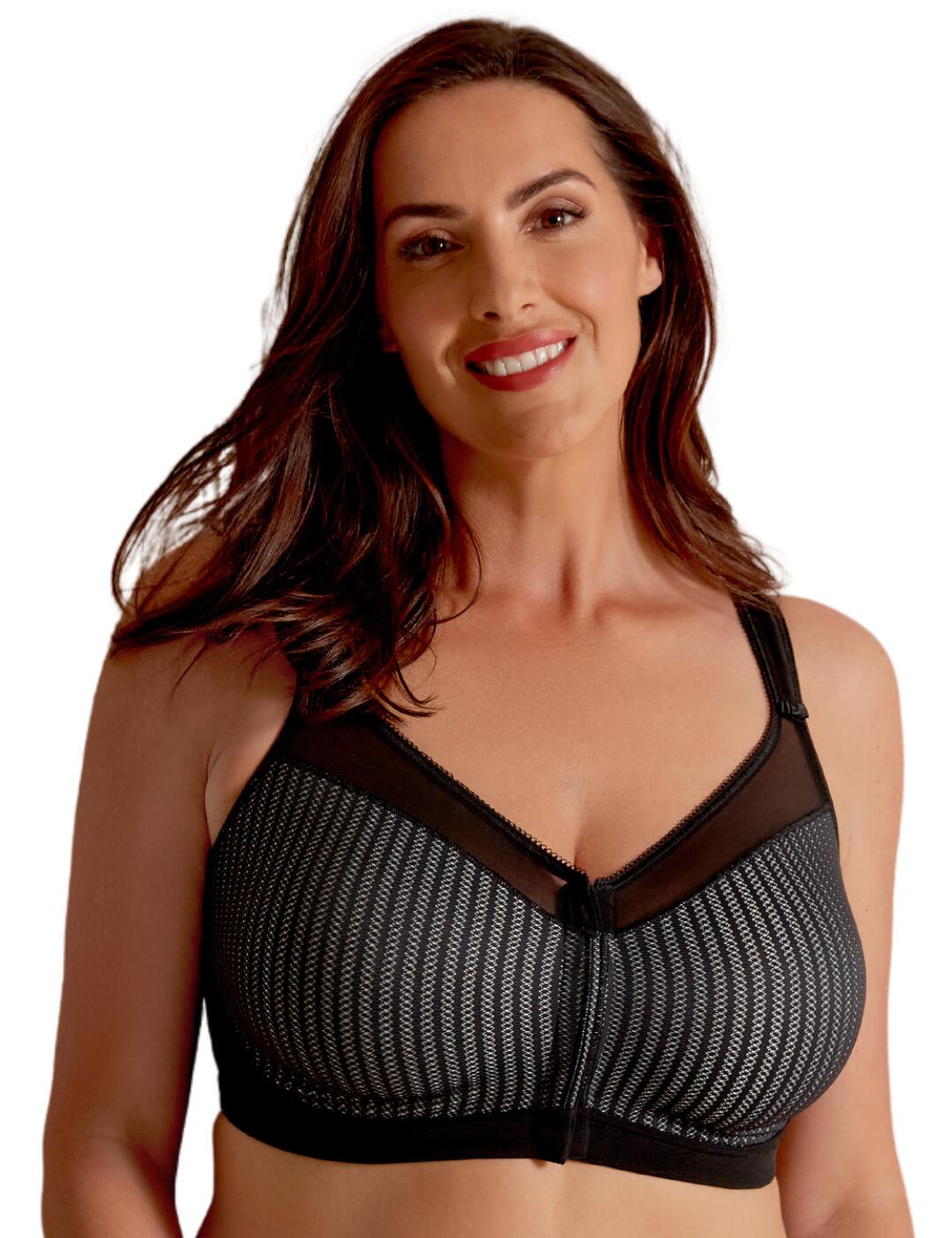 Berlei's Beauty Stripe collection brings fashion-forward twists to classic designs. This front-fastening bra is non-wired and non-padded for maximum comfort and a natural look. With no seams visible under clothing this front-fastening bra is incredibly versatile. The adjustable straps are wide and feature slim padding to minimise red marks and discomfort that will stay in place all day long. The front fastening is easily accessible and allows for easy closure.  Front hook and eye fastening Non-wired Non-padded Adjustable, padded straps Invisible under clothing Country of origin: China Composition: 61% Polyamide &pipe; 20% Polyester &pipe; 19% Elastane Listed in UK size  57510-101541-1317001 B547 Front Fastening Bra