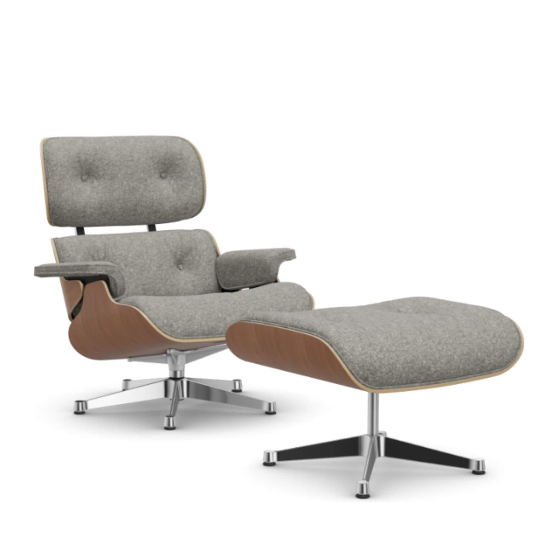 Vitra Eames Classic Lounge Chair American Cherry Nubia Cream And Dark Brown Polished Aluminium With Ottoman Light Wood Designer Furniture From Ho