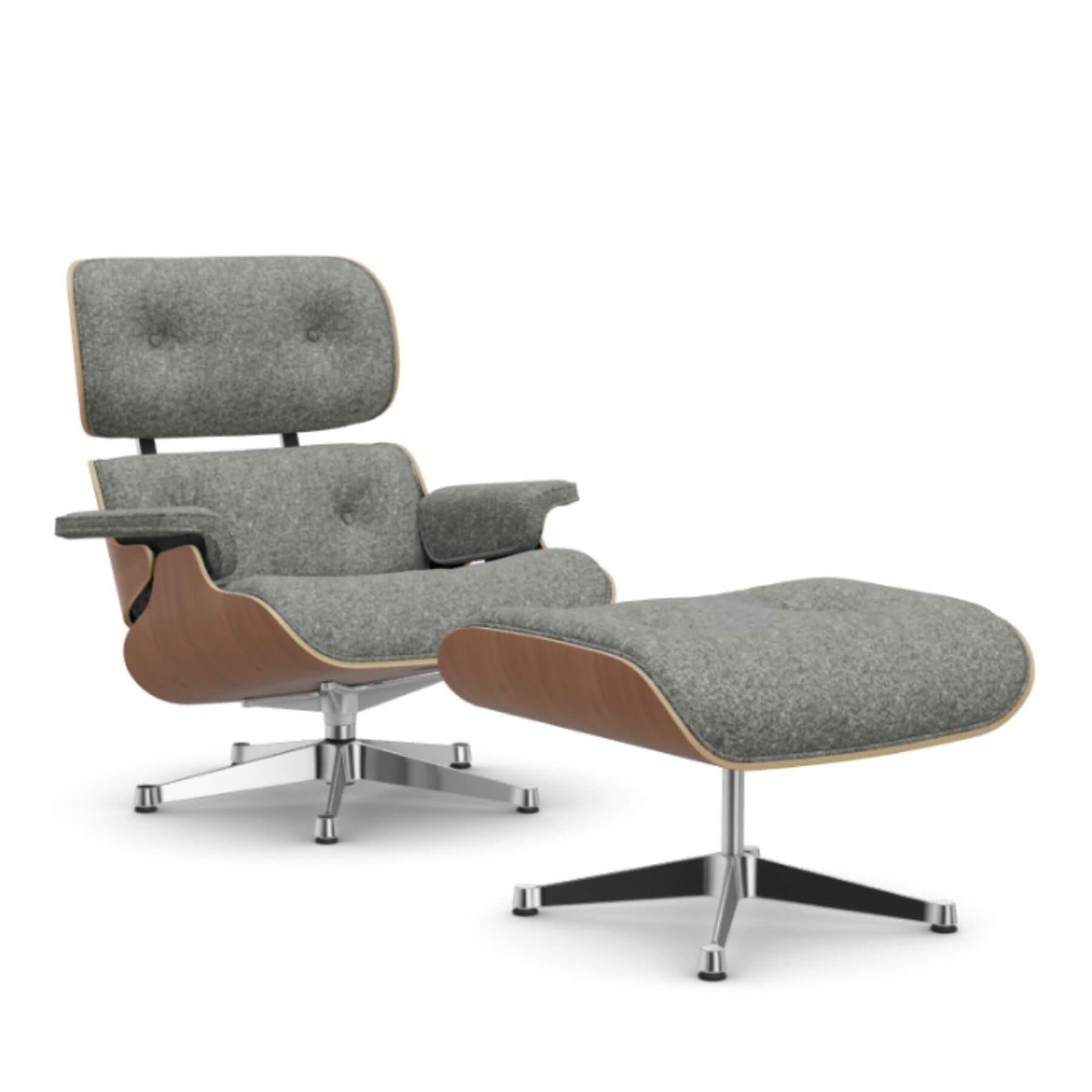 Vitra Eames Classic Lounge Chair American Cherry Nubia Salt And Pepper Polished Aluminium With Ottoman Light Wood Designer Furniture From Holloway