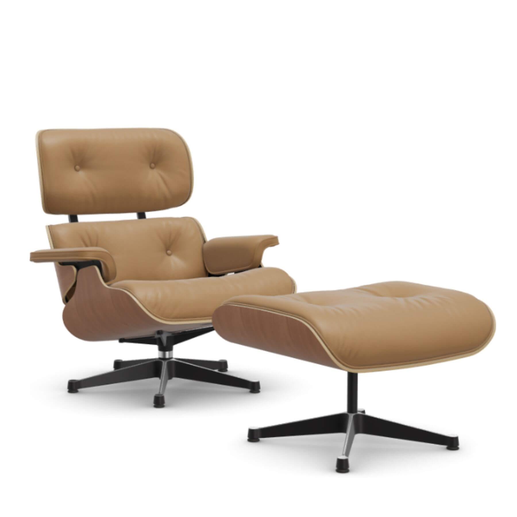 Vitra Eames Classic Lounge Chair American Cherry Leather Natural F Caramel Polished Black With Ottoman Light Wood Designer Furniture From Holloway