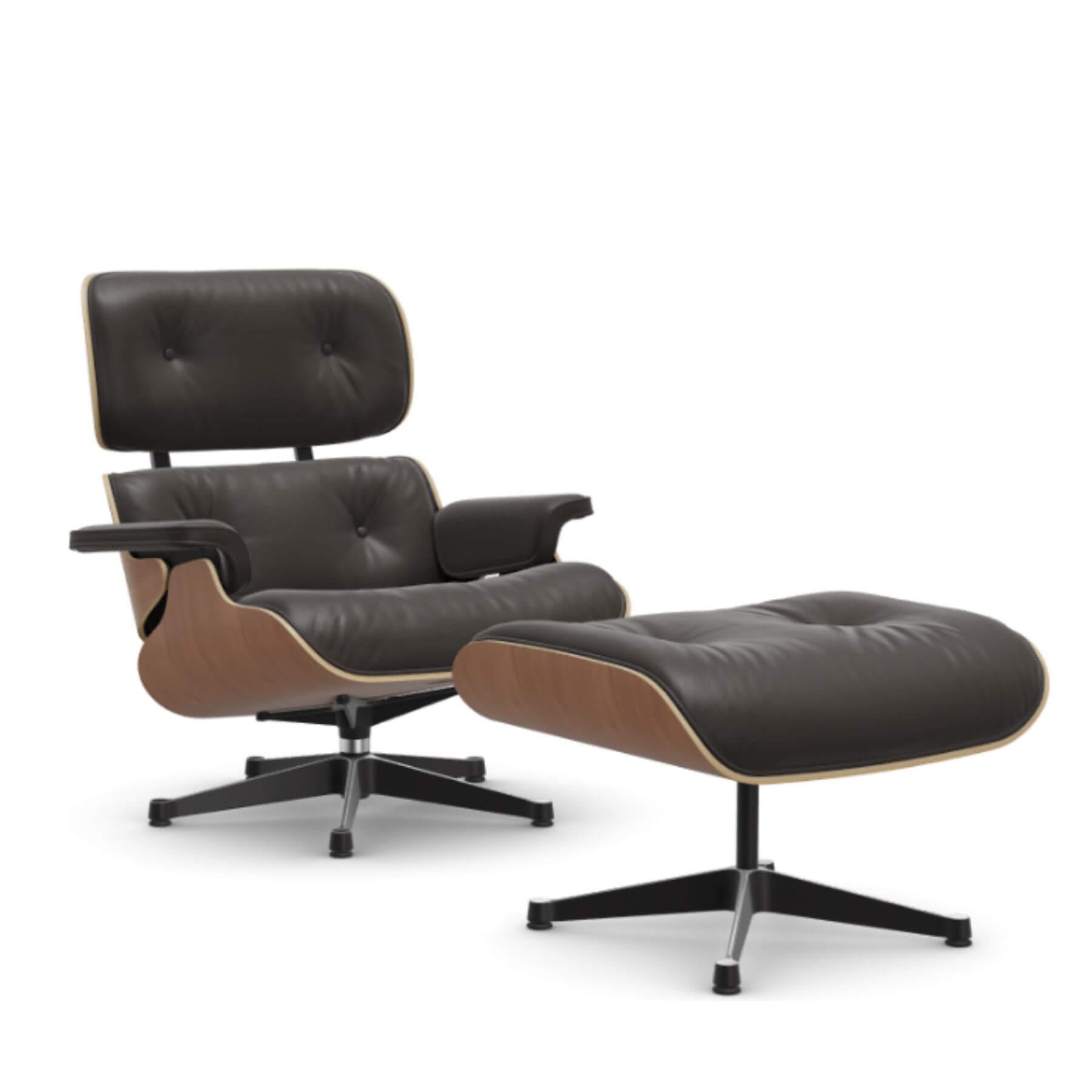 Vitra Eames Lounge Chair American Cherry Leather Natural F Chocolate Polished Black With Ottoman Light Wood Designer Furniture From Holloways Of L