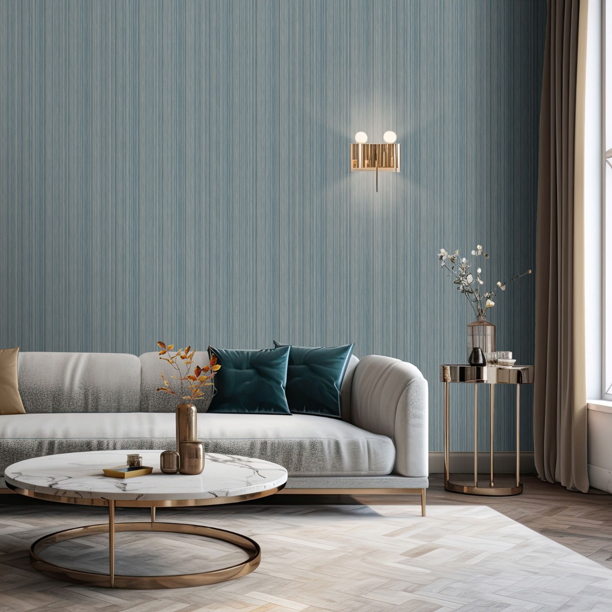 Muriva Ltd Muriva Venezia Stripe Blue Wallpaper, Blue