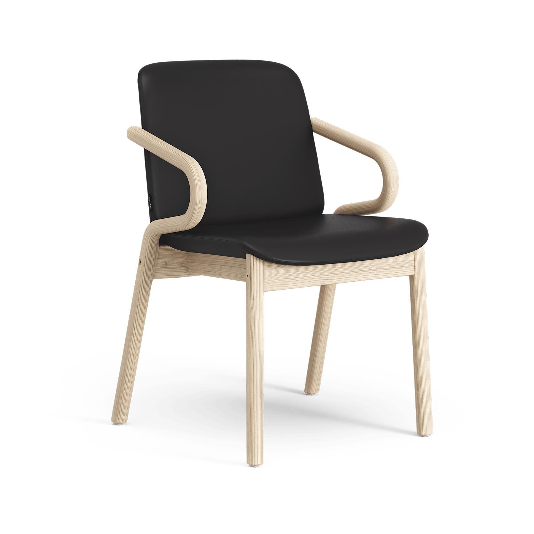 Swedese Amstelle Armchair Natural Ash Soft Black Leather Designer Furniture From Holloways Of Ludlow