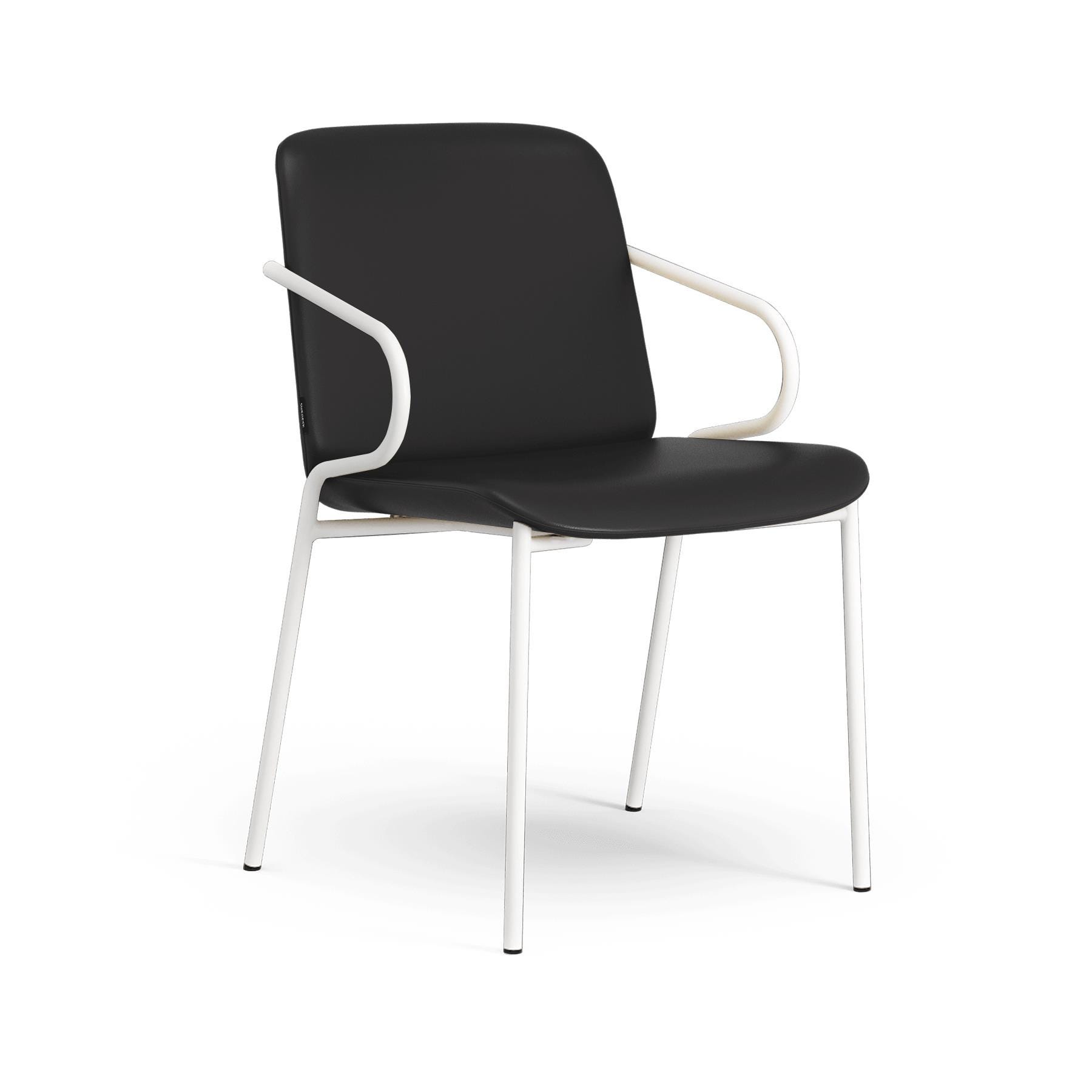 Swedese Amstelle Armchair Metal Frame White Steel Soft Black Leather Designer Furniture From Holloways Of Ludlow