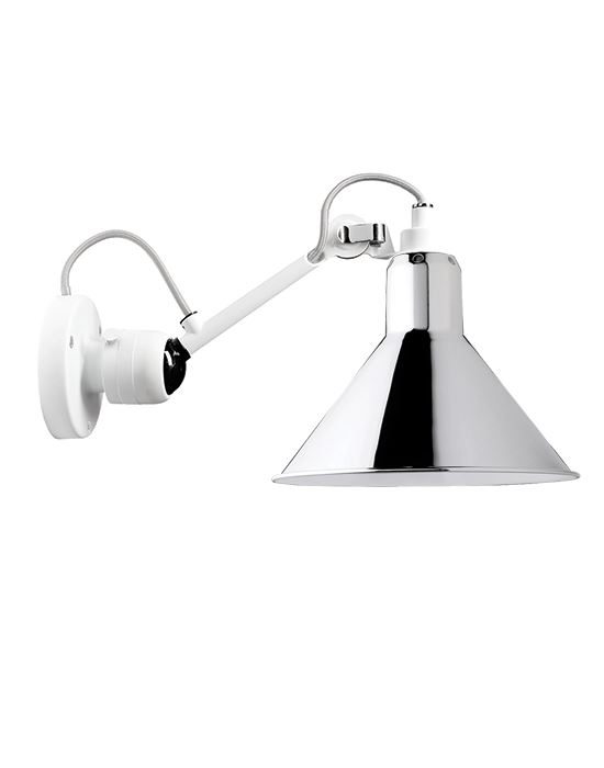 Lampe Gras 304 Small Wall Light White Arm Chrome Shade Conic Hardwired