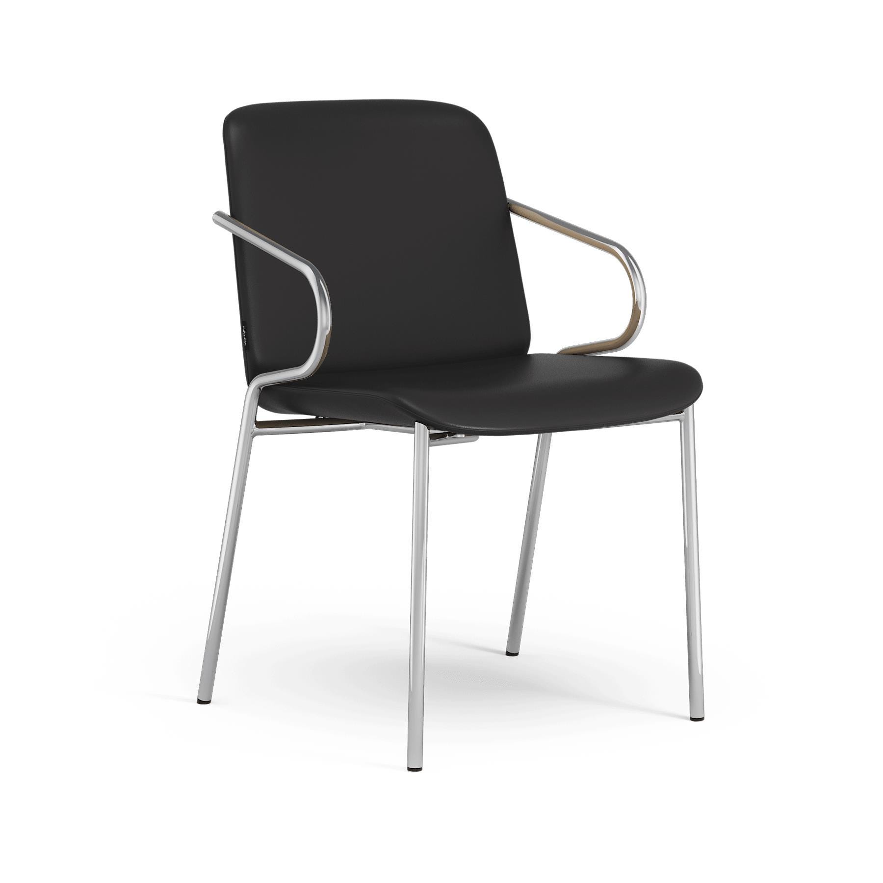 Swedese Amstelle Armchair Metal Frame Chrome Soft Black Leather Designer Furniture From Holloways Of Ludlow