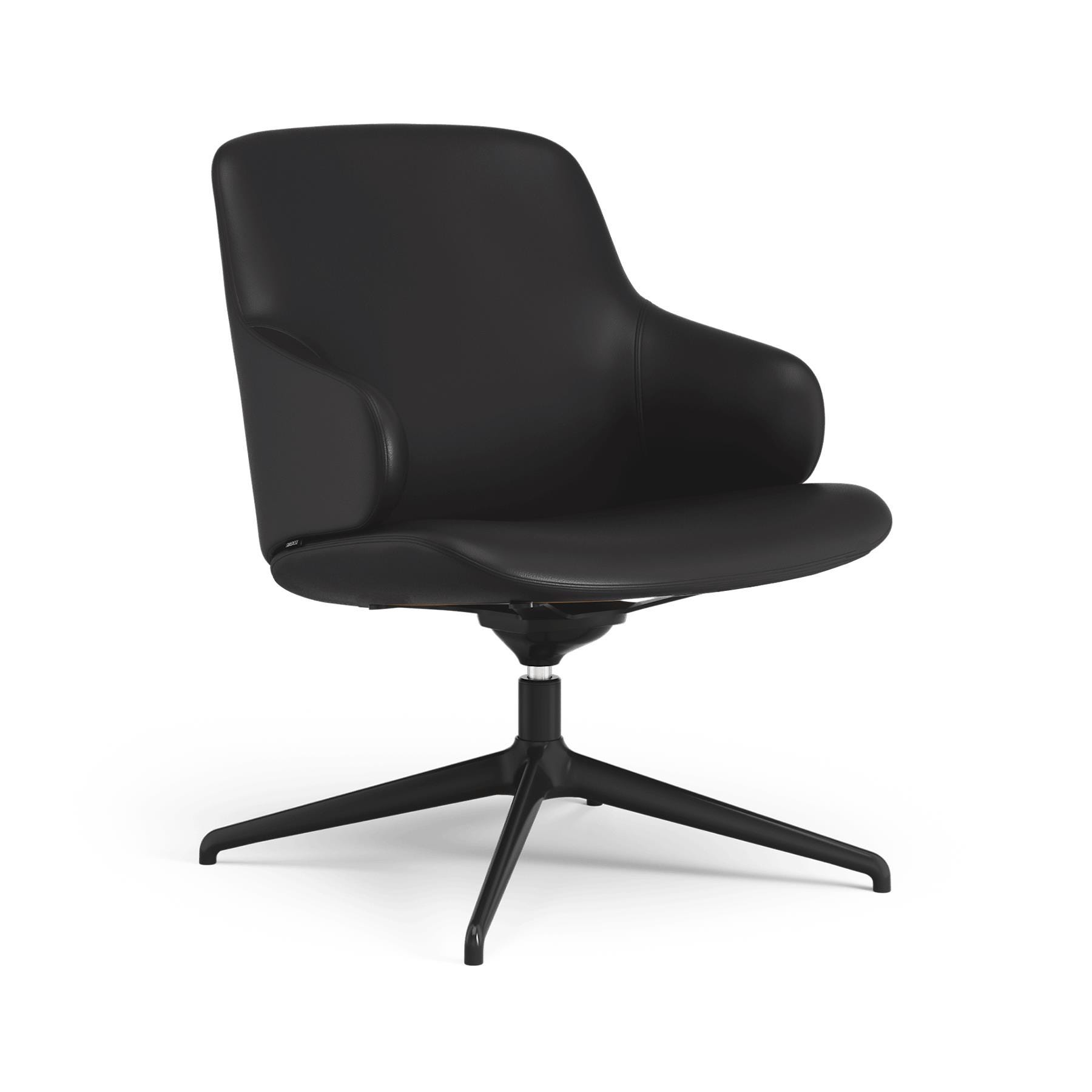 Swedese Amstelle Easy Chair Swivel Black Laquered Aluminium Soft Black Leather Designer Furniture From Holloways Of Ludlow