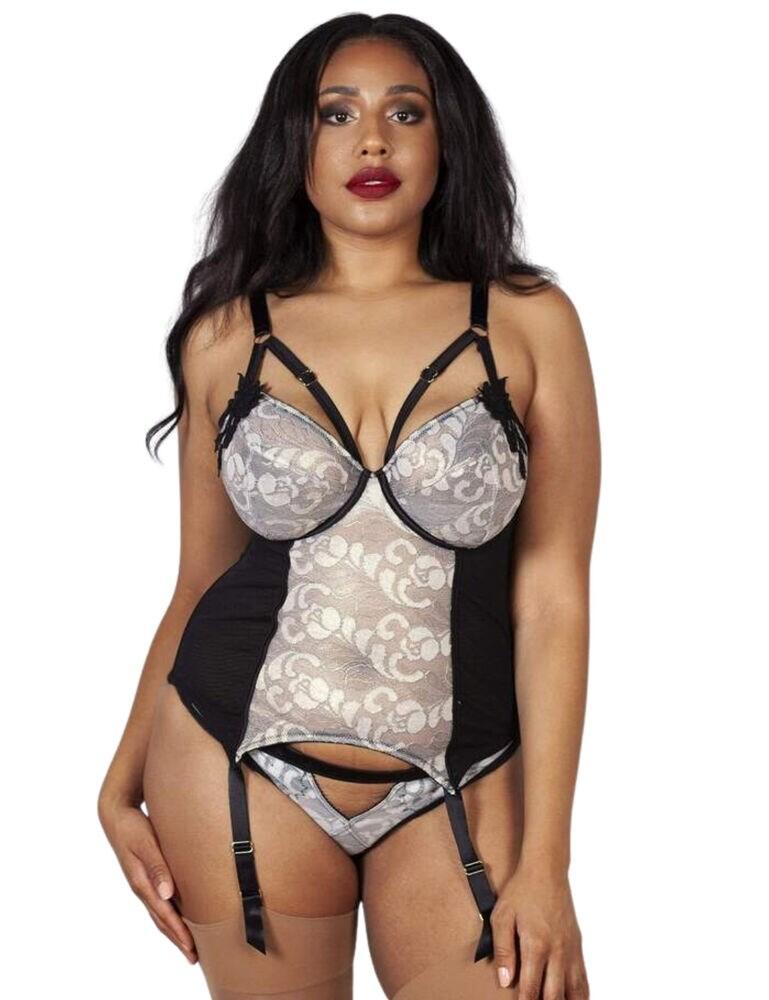 Look and feel glamorous in the regal Gabi Fresh Renee basque. Designed to flatter your figure with metallic embroidery and sheer mesh. Featuring underwired cups, offering excellent support along with uplift and coverage. Adjustable straps across the chest with pretty floral embroidery add spice and charm. The shoulder straps are comfortably wider and fully adjustable. Renee is complete with side and rear boning to help contour and cinch the wasit along with adjustable suspender straps for your favourite stockings.  Sexy strapping detail Underwired basque Metallic embroidery and applique Back boning Four suspender straps with clips Hook and eye fastening Composition:- mixed fabric content Listed in UK sizes  47285-86434-1148190 PPGD038 Embroidered basque
