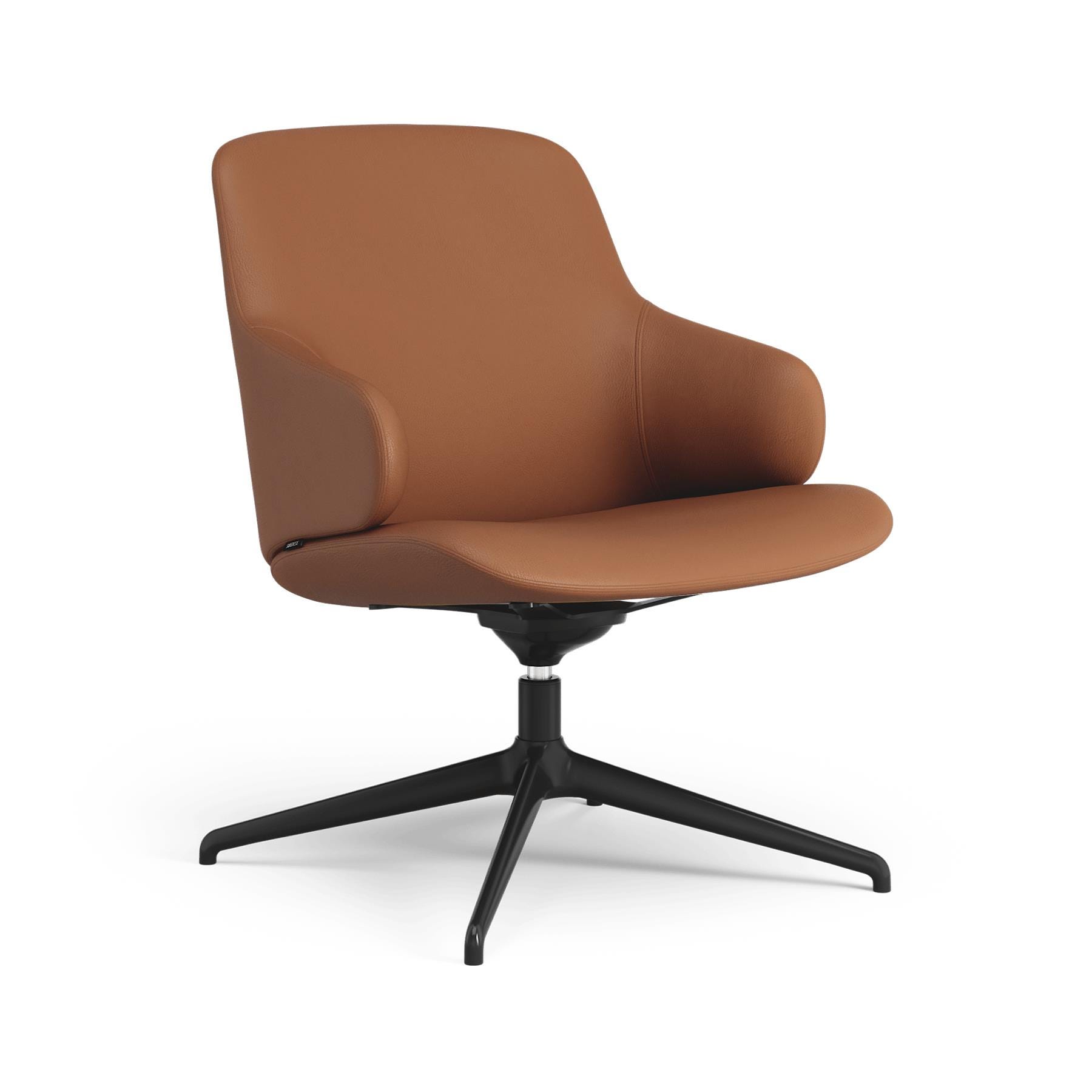 Swedese Amstelle Easy Chair Swivel Black Laquered Aluminium Nordic Cognac Leather Brown Designer Furniture From Holloways Of Ludlow