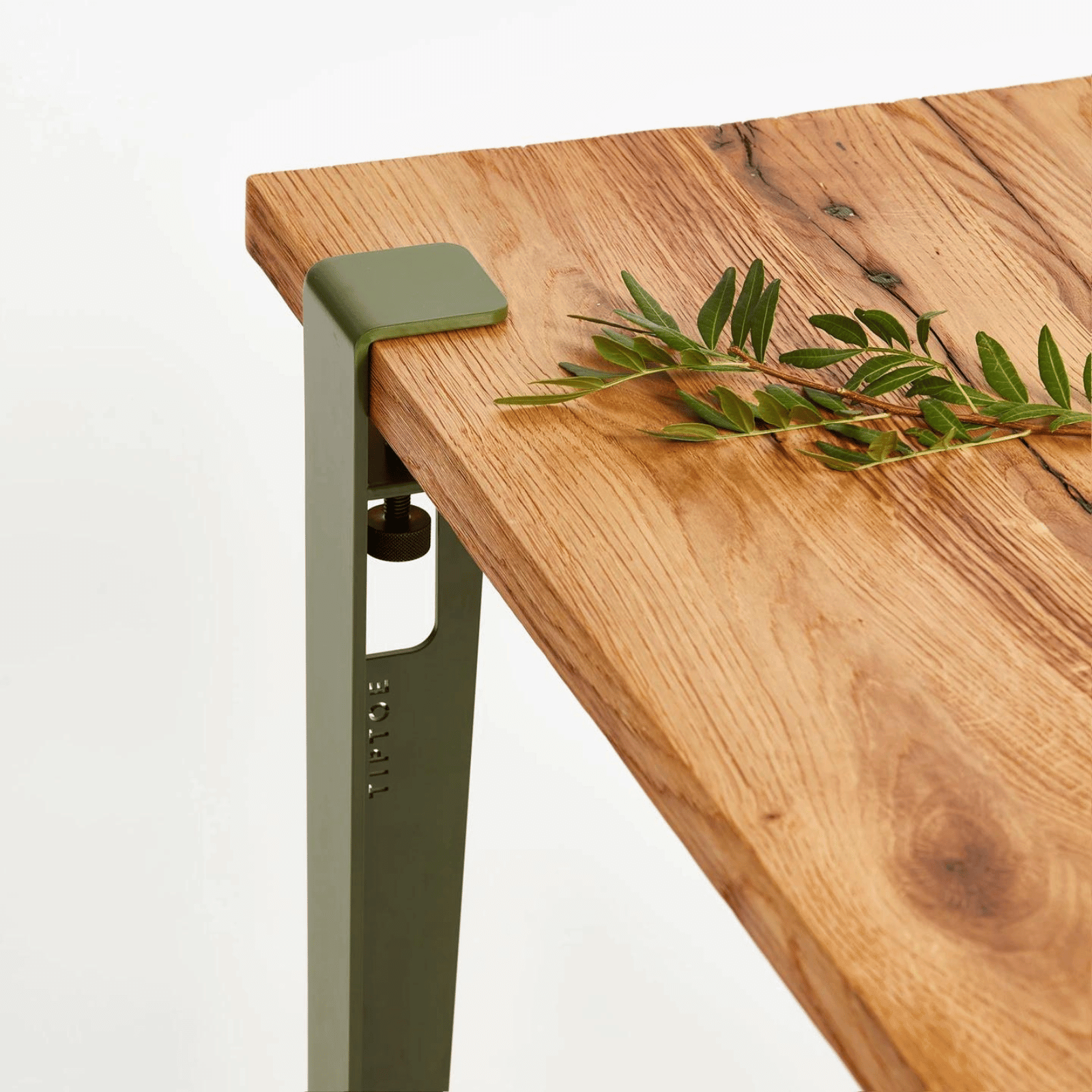 Tiptoe Noma Desk Reclaimed Oak Rosemary Green Drawers Not Required Green Designer Furniture From Holloways Of Ludlow