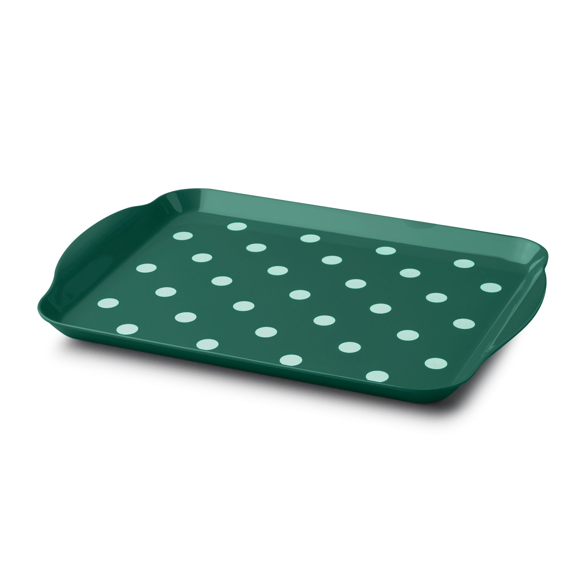 Zeal Premium Melamine Dotty Serving Tray, Medium, Forest Green