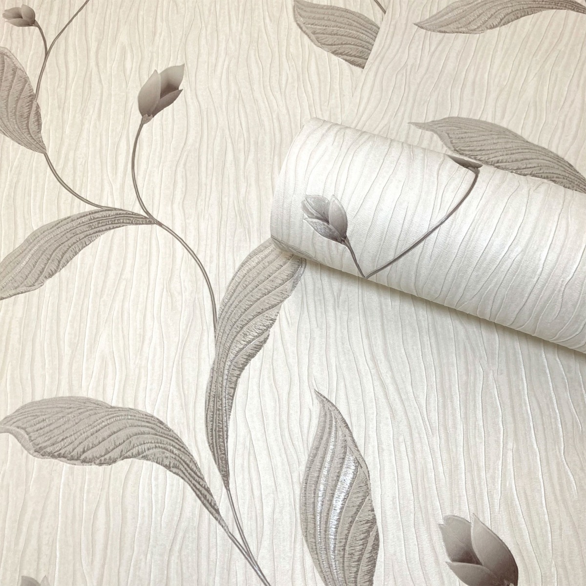 Tiffany Floral Trail Textured Heavyweight Vinyl Wallpaper Charcoal Belgravia 41338