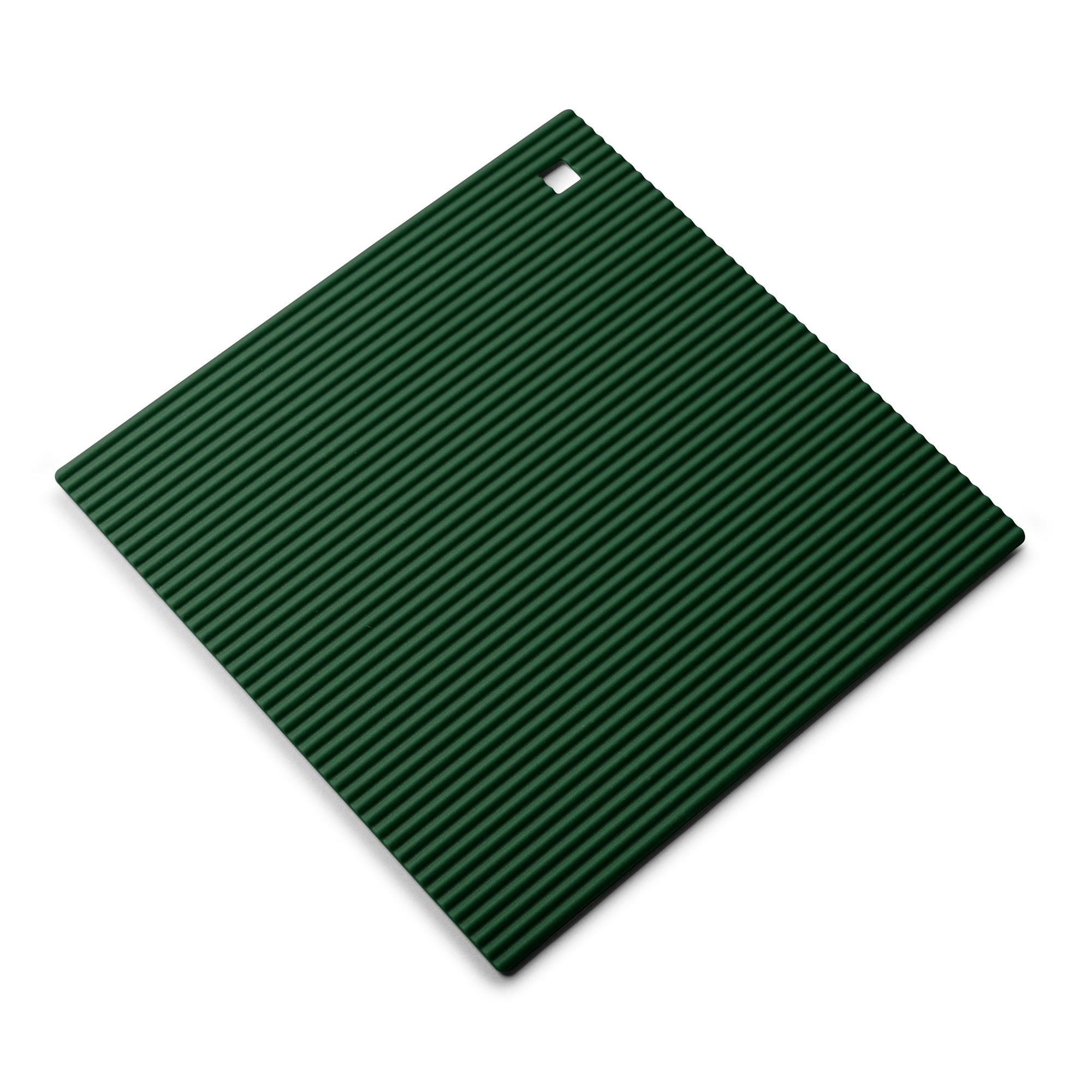 Zeal Silicone Square Hot Mat Trivet, Worktop Protector, 22cm, Forest Green