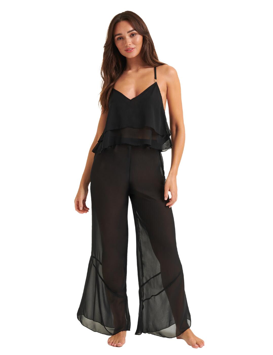 Set the tone with Bluebella's Minerva collection this season. Timeless in its design, this cami and trouser set is the perfect addition to elevate those bedroom looks. This set is crafted from a seductive sheer fabric that feels airy and lightweight against the body for a sensual yet comfortable fit perfect for any nighttime activities. The included cami boasts a relaxed airy fit that has a layered design to provide more coverage. The cami offers fully adjustable shoulder straps so you can achieve the tailored look of your dreams. The trousers fall to a full-length and feature a loose fit.  Full-length trousers Relaxed fit Cami boasts fully adjustable straps Layered cami with sheer panelling Plunging neckline Soft waistband Country of origin: China Composition: 100% Polyester  Listed in UK sizes  41574-BK-6 41574 Cami and Trouser Pyjama Set