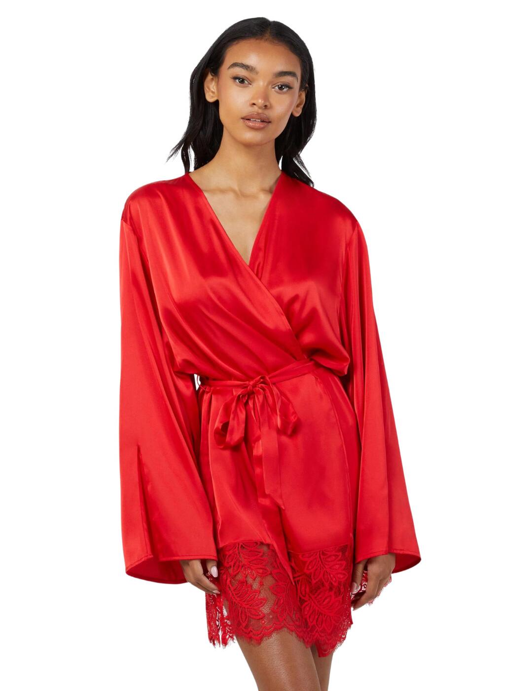 Feel glamorous this season with Wolf & Whistle's Rosie collection. This satin robe falls to a graceful mid-thigh length and features a deeply feminine lace trim for a chic flair. This piece is fastened with a self-tie waist meaning you can tailor the fit of this robe to cinch your waist for a flattering look. The full-length sleeves add to the luxe feel of this gorgeous robe.  Satin robe Self-tie waist detailing Lace trim Mid-thigh length Full-length sleeves County of origin: China Composition: 96% Polyamide &pipe; 4% Elastane Listed in UK sizes  58813-103334-1354385 WWL981R  Robe