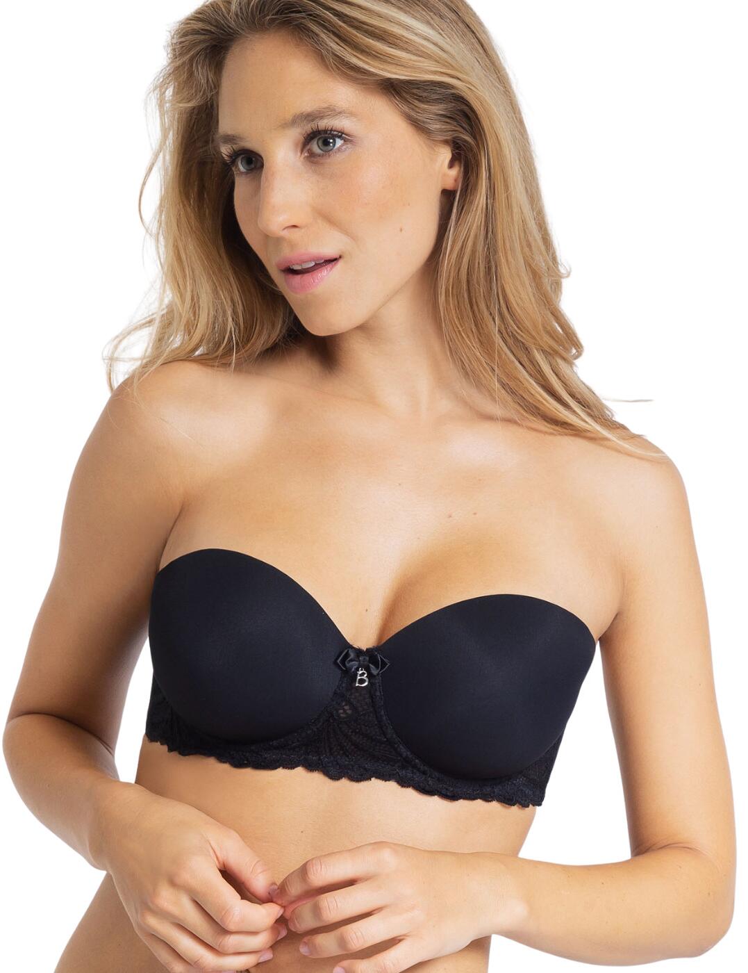 The Pampelune range by Bestform introduces this strapless bra which is a must-have in everyone's lingerie collection. It is the perfect bra for under any top with a bandeau shape with rounded cups and fully removable straps. The bra has fully smooth cups that create a seamless finish under clothing but also has a lace underband with a mini bow and B charm in the middle to add a feminine touch to an essential. Bestform is known for its comfortable and supportive fits and this one won't disappoint with underwiring, fully removable adjustable straps, a hook and eye closure and a silicone band along the inside to help the bra stay in place without the straps.  Strapless bra Bandeau shape with rounded cups Smooth cups allow for a seamless finish Lace underband with a mini bow and B charm in the centre Underwired for support Fully removable adjustable straps Hook and eye closure Silicone band around inside for a secure fit when strapless Country of origin: Vietnam Composition: 45% Polyamide &pipe; 43% Polyester &pipe; 12% Elastane Listed in UK sizes  56901-100699-1306475 25453  Strapless Bra