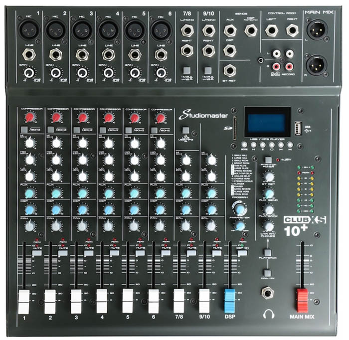 Image of Studiomaster 10 Channel PA Mixer with Effects & Bluetooth Mixing Desks