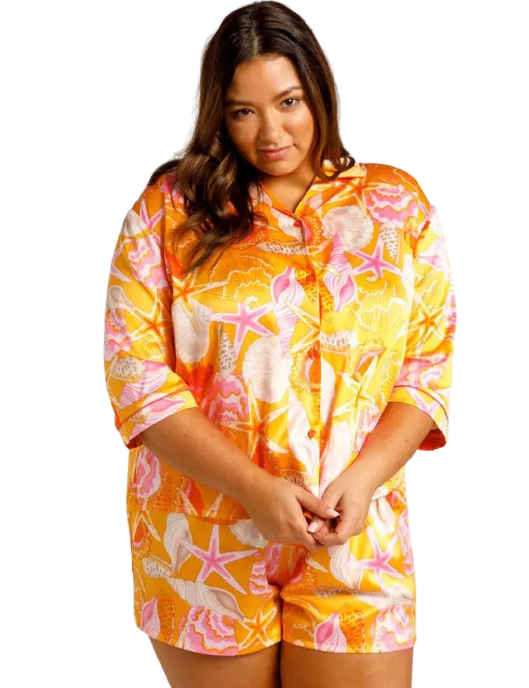 This short pyjama set from Chelsea Peers is the perfect choice if you're looking for lightweight comfort this season. The mid-length sleeves add a fashion-forward, charming touch to the button-up top, with a chic collar that adds a touch of class and style. The shorts feature an elasticated waistband with a drawstring feature to ensure you can get a snug, secure fit no matter what and the soft microfibre blend gives a satiny feel that is a dream to touch.