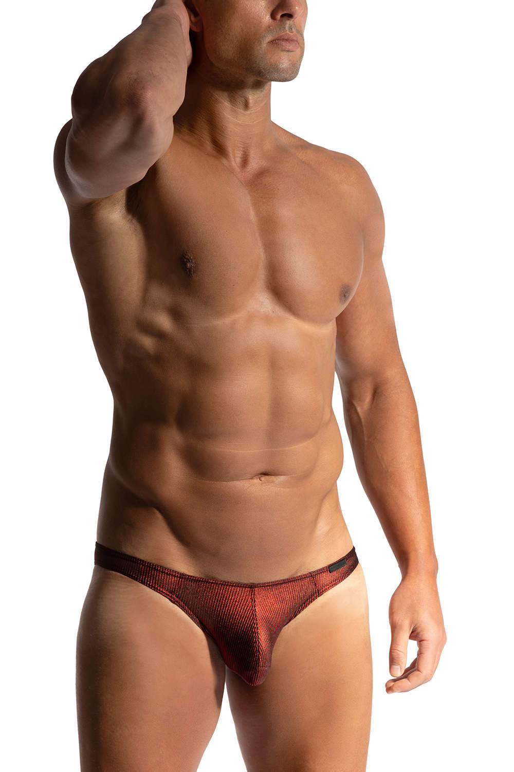 Sheer striped Manstore M2432 Low Rise Brief men’s underwear bikini slips – enhancing pouch male micros in see through rib. Shop online. Ship worldwide