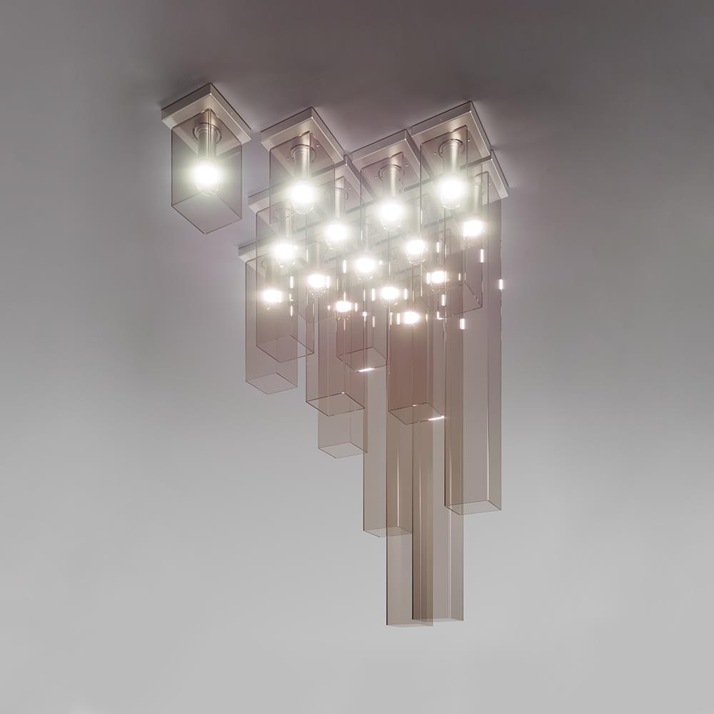 Tubes Cluster Ceiling Light Large Smoke Glass