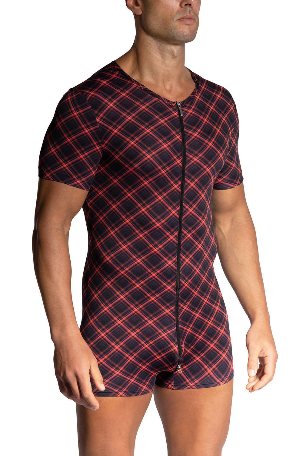 Shop Olaf Benz RED2426 Cool Body men’s underwear all-in-one with a double ended zip. A second skin male one-piece in silky plaid check. Buy online