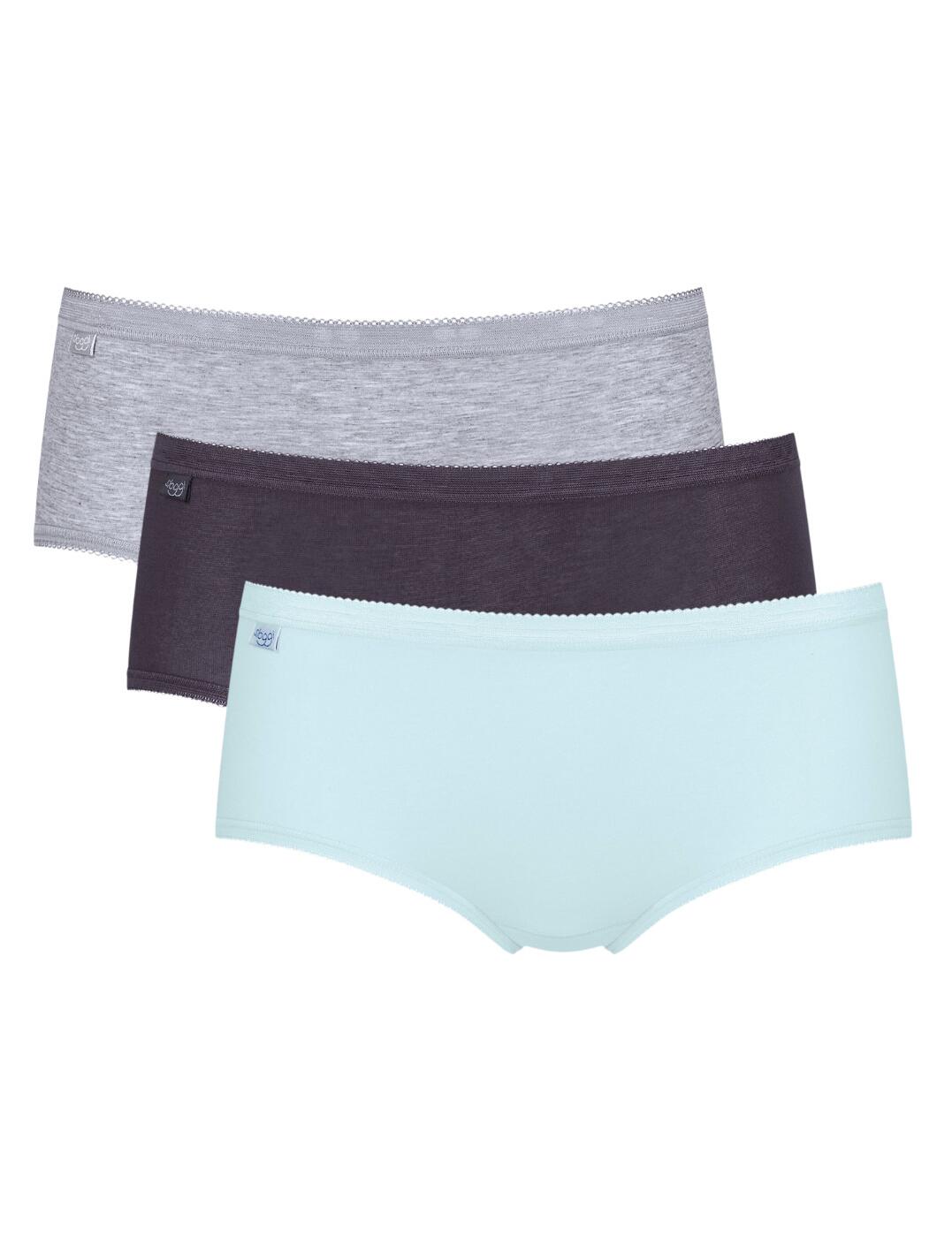 Refresh your lingerie collection with this handy pack of 3 midi briefs from the Basic range by Sloggi. Made from soft cotton that creates a heavenly fit these briefs are perfect for every day providing all-day comfort in a variety of 3 colours. The briefs feature a plain opaque design with decorative trim at the waistband and a branded Sloggi tag at the front. They have a mid-rise waist and provide full rear coverage with wider sides for extra support.  3 pack of midi briefs Perfect everyday brief with a mid-rise waist and full rear coverage Plain opaque fabric in a variety of 3 different colours Decorative trim at waistband and Sloggi tag Country of origin: Morocco Composition: 95% Cotton &pipe; 5% Elastane Listed in UK sizes  57058-100913-1307381 10155292 Brief Multiple Colours (V010)