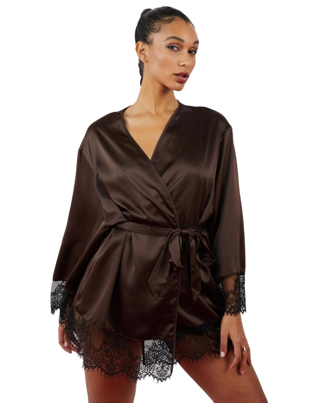 Feel irresistible with Wolf & Whistle's gorgeous Alaia collection this season. This kimono is as luxe as it is soft with the delicate floral lace trim detailing and the smooth-to-the-touch satin material. Feel seductive with the extra min-length that adds a flirtatious edge. This piece features a self-tie waist which allows you to cinch in your waist to accentuate your beautiful figure or worn open to showcase your favourite lingerie set.  Floral lace edging Self-tie waist Mini-length Smooth satin material Country of origin: China Composition: 95% Polyester &pipe; 5% Elastane Listed in UK sizes  58877-103410-1358709 WWL858C Dressing Gown
