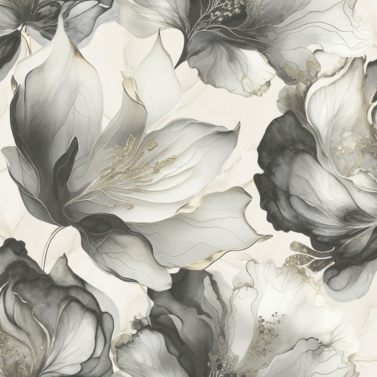Muriva Ltd Muriva Elysian Floral Black & Gold Wallpaper, Black