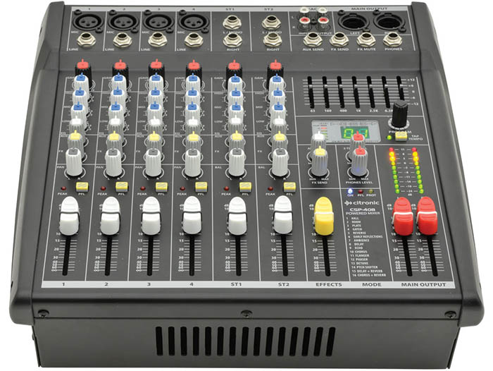 Citronic CSP Series Compact Powered Mixer With Built In Effects - 8 inputs 400W