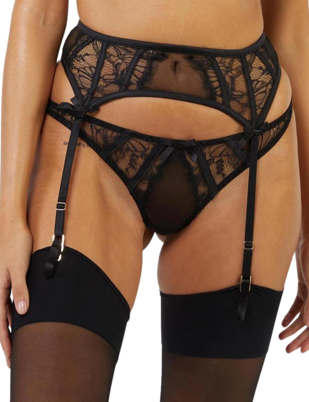 This flirty suspender from Playful Promises' Fallon range is chic and playful, with sheer mesh panels and delicate lace details adorning the sides adding a tantalising touch. There is a rear hook and eye fastening for a snug, secure fit and the four suspender straps are adjustable to ensure you can get the perfect fit, they also feature cute bow embellishments for a feminine look. Pair this suspender with briefs from the Fallon range for an invigorating combination.  Hook and eye fastening Bow embellishments Sheer mesh Lace details Four adjustable suspender straps Country of origin: China Composition: Polyamide &pipe; Polyester &pipe; Elastane Listed in UK sizes  58916-103474-1358982 PPSB3239 Suspender Belt