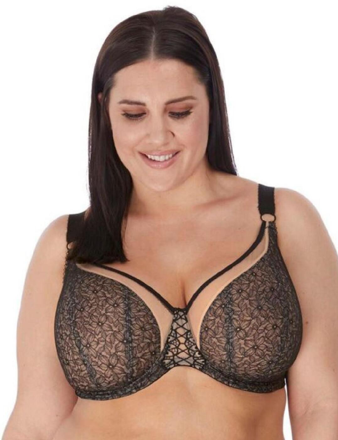 Take centre stage in this Sadie balcony bra from Elomi. The hazel underlay of the cups creates for an illusion to the eye behind the contrasting floral lace cups. The hazel illusion features again at the upper cups to give a dramatic sweetheart neckline appearance. The cups are three-section seamed to give you style and great uplift/shape. For added charm, the centre front has embroidered lace-up corset detailing. Wear every day in style in this balcony bra!  Brilliantly stylish everyday bra Floral lace cups Balcony style bra Hazel cup underlay for a softer appearance Hazel upper cup to give dramatic sweetheart neckline look Three-section vertical seamed cups Embroidered lace-up corset detail at centre front Full coverage and support Composition:- 75% Nylon/Polyamide &pipe; 15% Elastane &pipe; 10% Polyester Listed in UK sizes  47539-86654-1150521 4430 Balcony Bra