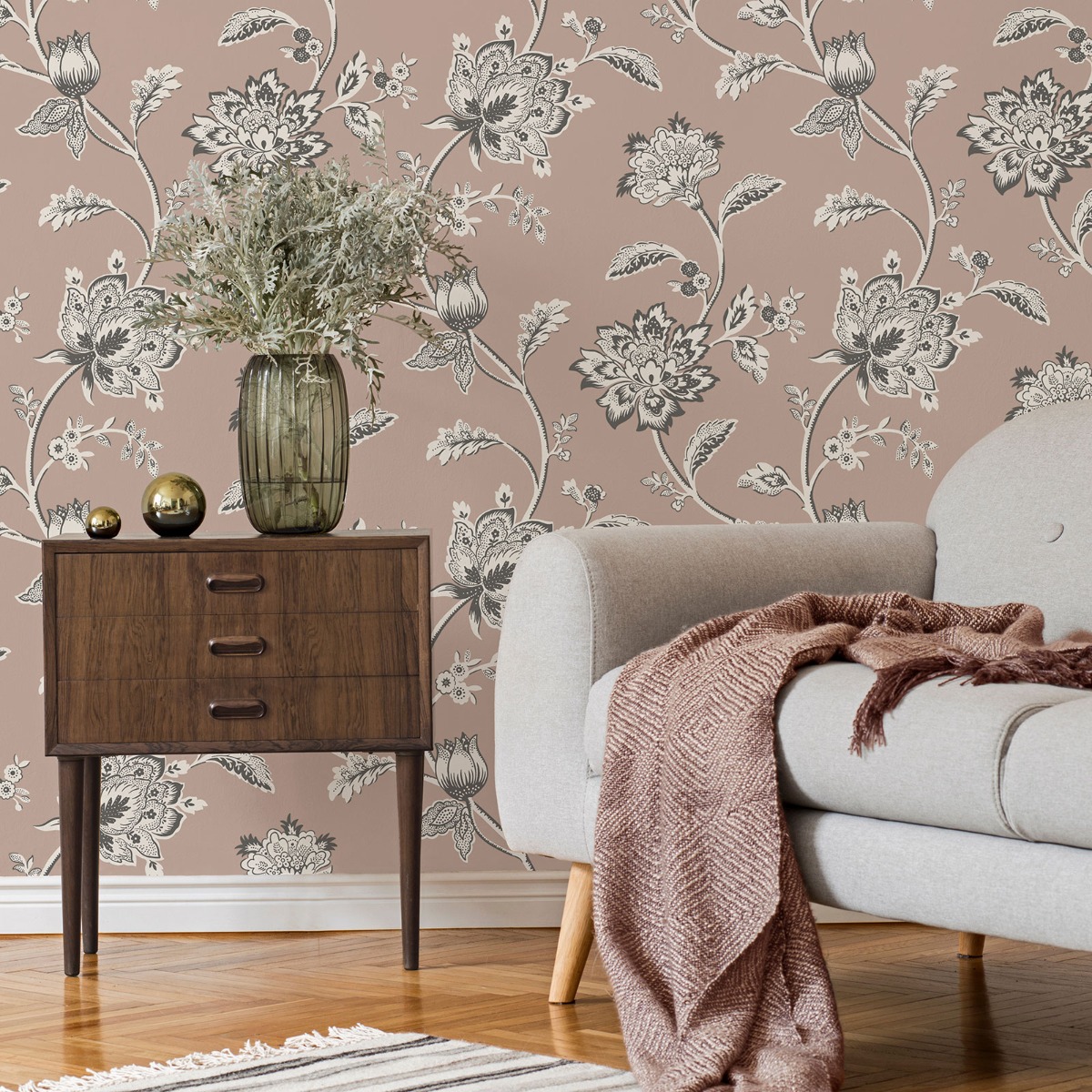 Juliette Floral Textured Wallpaper Pink Fine Decor FD43451