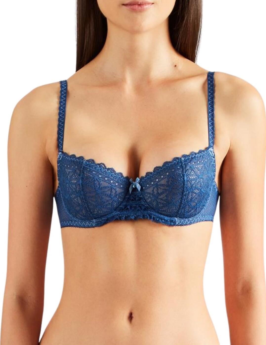 Exude femininity in the new L'odalisque half cup bra by Aubade! This bra features a sophisticated lace design, with padded, underwired cups to give a fantastic look. Ideal for those who prefer wearing low-cut tops or dresses, this push-up style bra accentuates the cleavage to give a natural shape! The straps are adjustable and the bra secures at the rear with a traditional hook and eye closure. Pair with matching items to complete the stunning look!  Sophisticated, feminine style! Beautiful embroidery decoration Padded for shaping and support Strong and supportive Underwired uplift and support Adjustable straps Hook and eye closure Composition: Cup lace: 85% Polyamide &pipe; 15% Elastane Cup lining: 100% Polyester Listed in UK sizes  47561-86683 HG14 Half Cup Bra