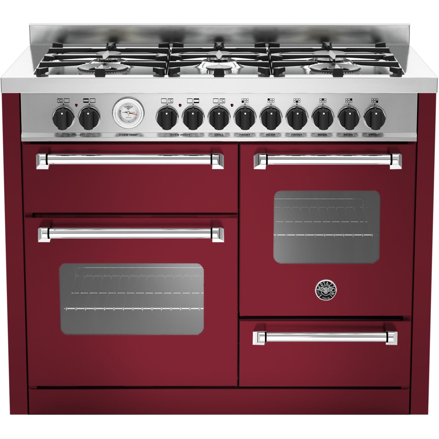 Bertazzoni Uk Limited Mas1106mfetvie 110cm Dual Fuel Range Cooker Matt Burgundy One Only To Clear At This Price Save 1631000