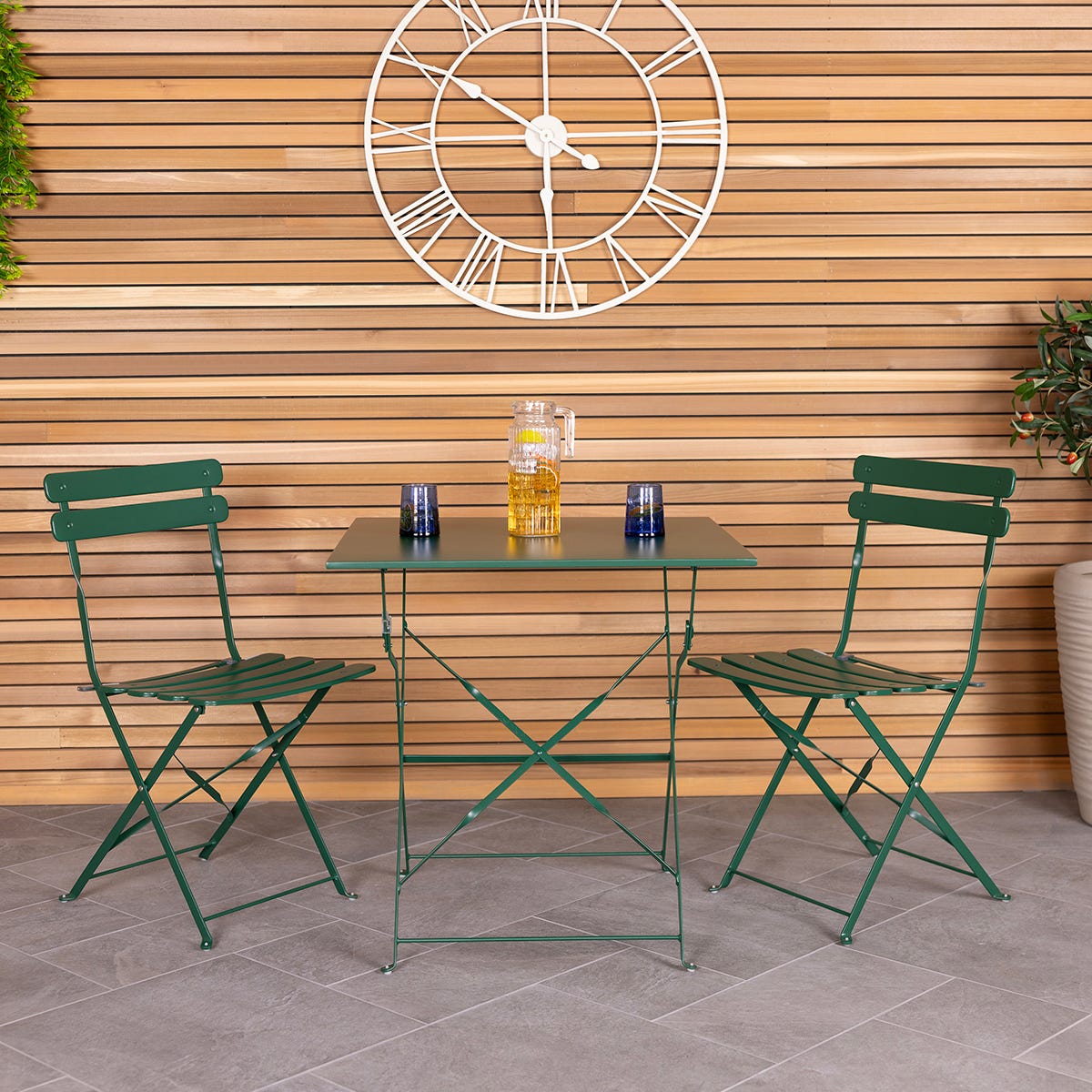 Square Folding Metal Bistro Set Green