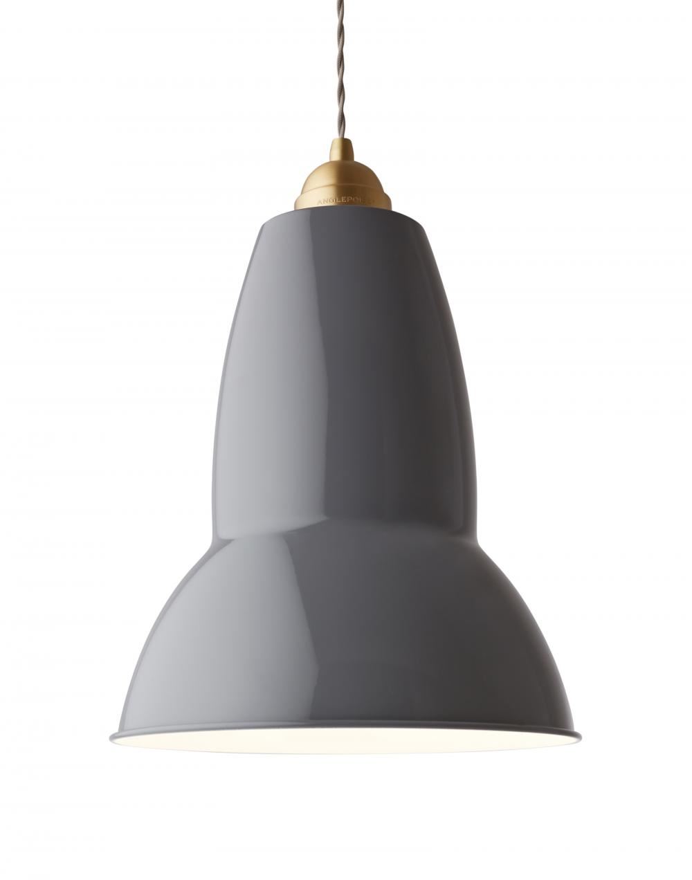 Anglepoise Original 1227 Pendant Maxi Elephant Grey Brass Detail Designer Pendant Lighting